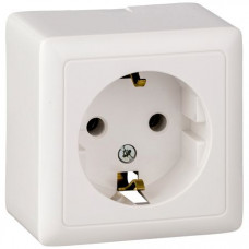 Розетка Schneider Electric открытой установки ХИТ одноместная  с заземлением белая РА16-003/133