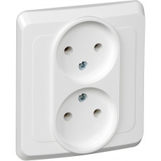 Розетка Schneider Electric скрытой установки ЭТЮД двухместная без заземления белая РС16-005В